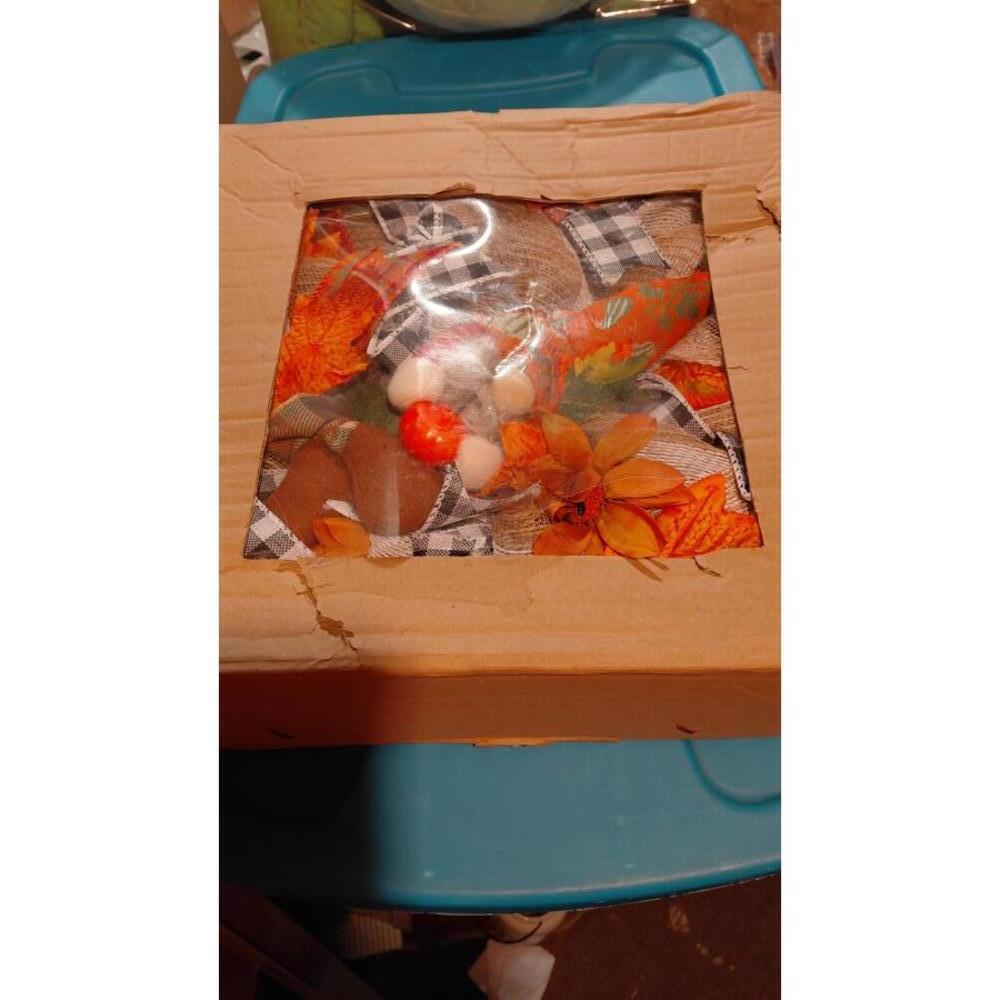 Autumn Harvest Decorative Wreath with Gnome Figurine